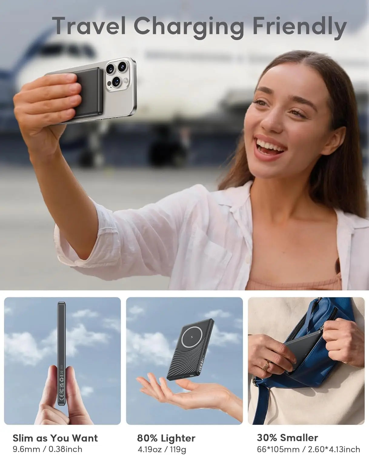 5000 mAh Magnetische Powerbank – Kabellos & 20 W Schnellladen