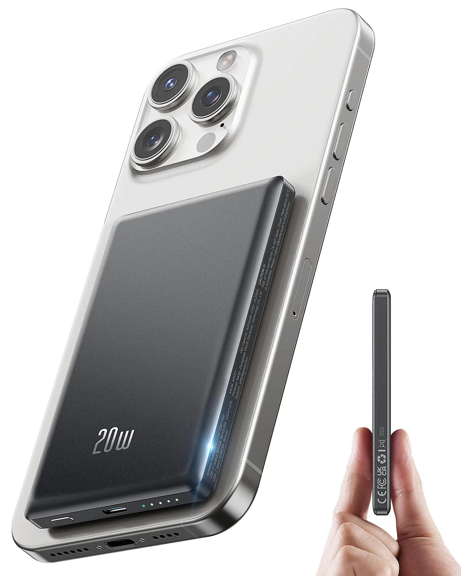 5000 mAh Magnetische Powerbank – Kabellos & 20 W Schnellladen