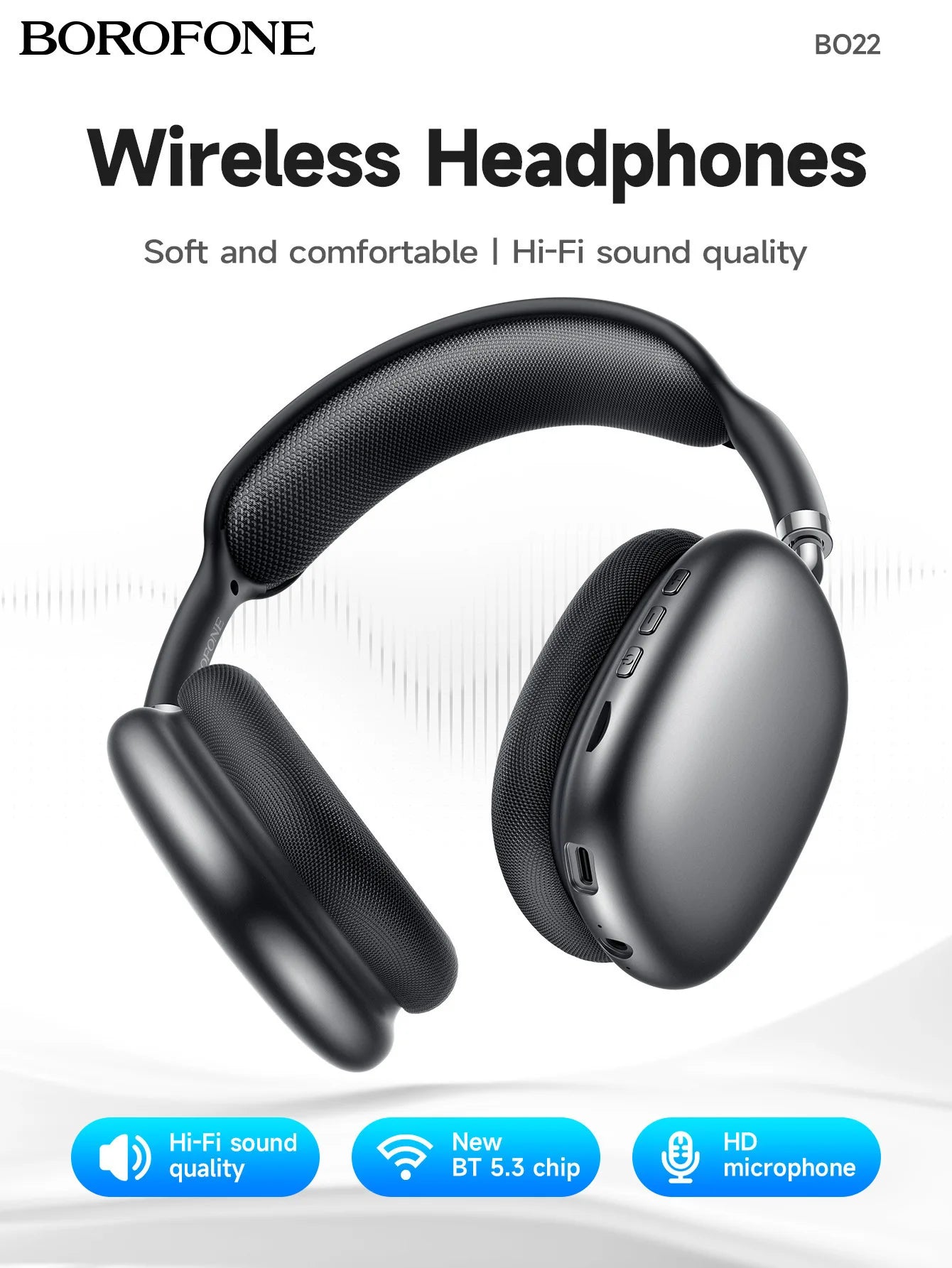 Soundivo Hi-Fi Wireless Headphones – Kabellos mit Mikrofon, Noise Reduction & TF-Karten-Support