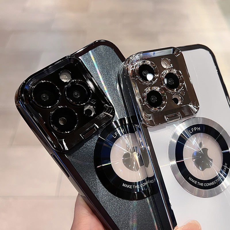 Luxus iPhone-Hülle – Magnetische Magsafe-Halterung, CD-Muster, Linsenschutz & Ständer für iPhone 12/13/14 Pro Max