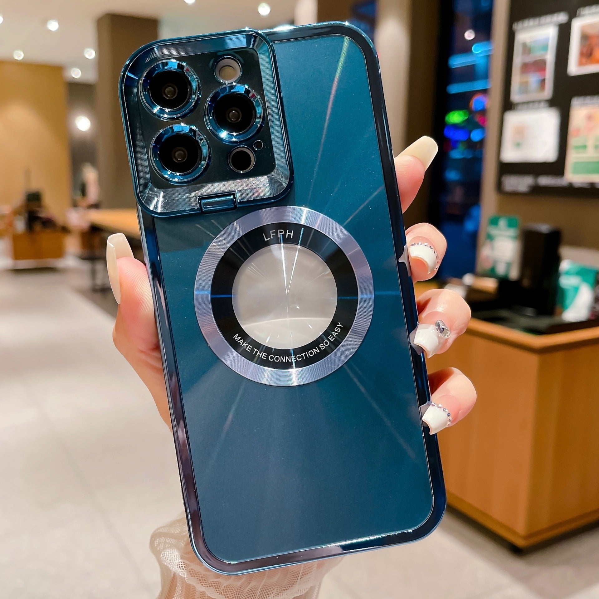 Luxus iPhone-Hülle – Magnetische Magsafe-Halterung, CD-Muster, Linsenschutz & Ständer für iPhone 12/13/14 Pro Max